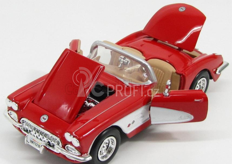 Motor-max Chevrolet Corvette Cabriolet 1959 1:24 Červená Bílá