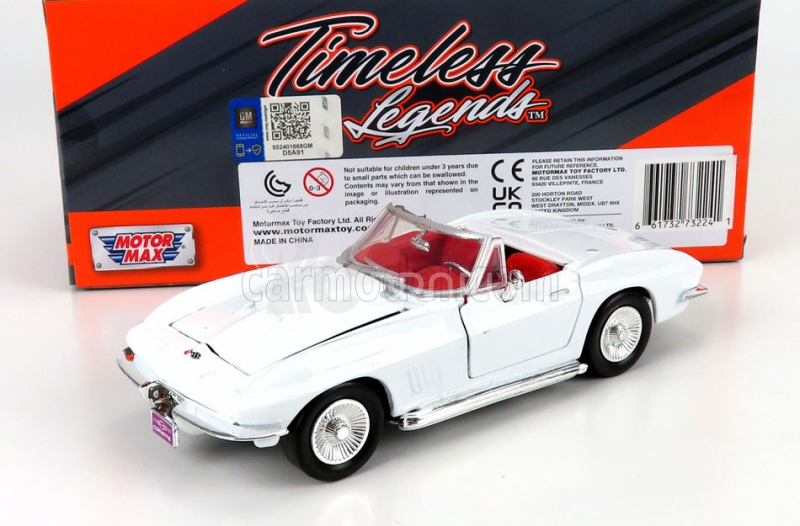Motor-max Chevrolet Corvette Cabriolet 1967 1:24 Bílá