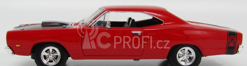 Motor-max Dodge Coronet Coupe 2-door Six Pack 1969 - Super Bee 1:24 Červený Mat Černý