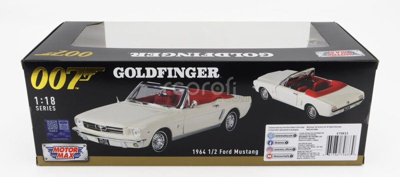 Motor-max Ford usa Mustang Cabriolet Open 1964 - James Bond 007 - Goldfinger - Missione Goldfinger 1:18 Bílá