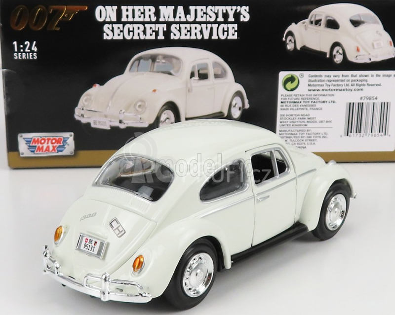 Motor-max Volkswagen Beetle 1967 - 007 James Bond - On Her Majesty's Secret Service - Al Servizio Segreto Di Sua Maesta' 1:24 Bílá