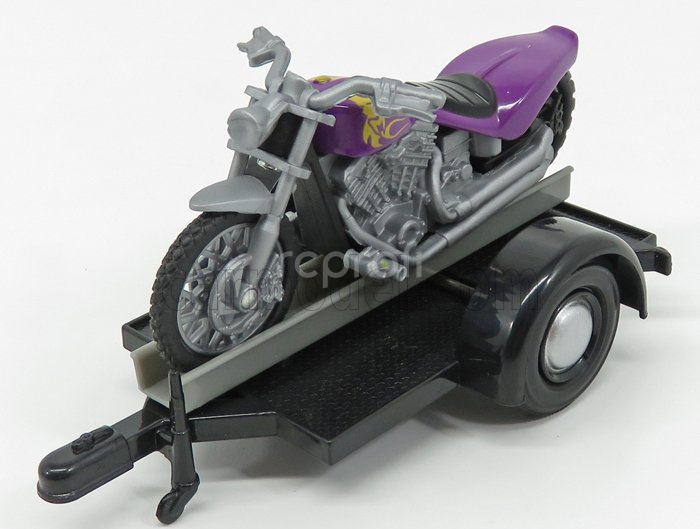 Motor-max Volkswagen Beetle Maggiolino + Trailer With Motorcycle 1959 1:24 Černá Stříbrná