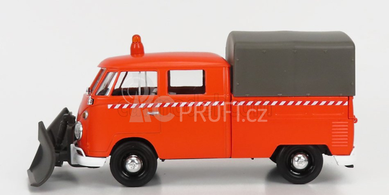 Motor-max Volkswagen T1 Pick-up Double Cabine Spazzaneve - Snowplow 1962 1:24 Orange