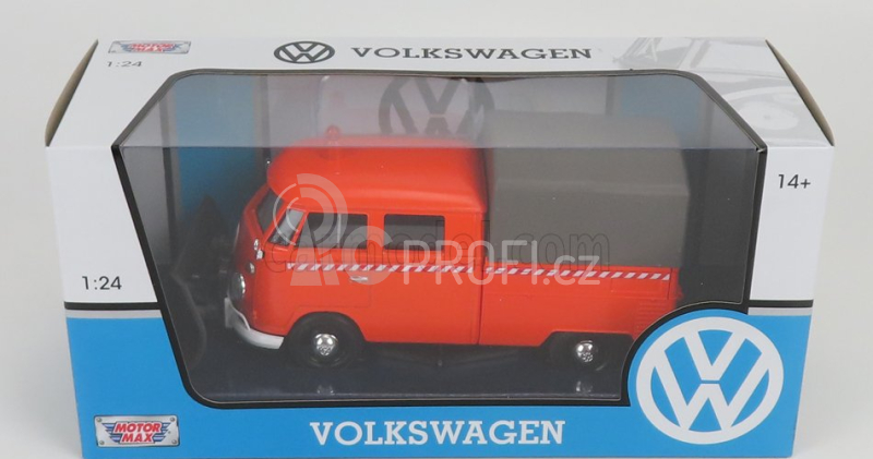 Motor-max Volkswagen T1 Pick-up Double Cabine Spazzaneve - Snowplow 1962 1:24 Orange