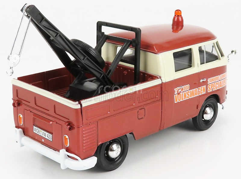 Motor-max Volkswagen T1 Type 2 Double Cabine Pick-up 1961 - Carro Attrezzi - Wrecker Road Service 1:24 Hnědá Béžová