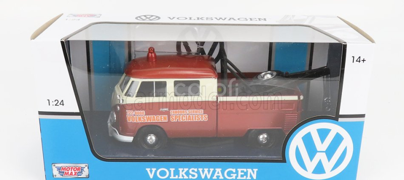 Motor-max Volkswagen T1 Type 2 Double Cabine Pick-up 1961 - Carro Attrezzi - Wrecker Road Service 1:24 Hnědá Béžová