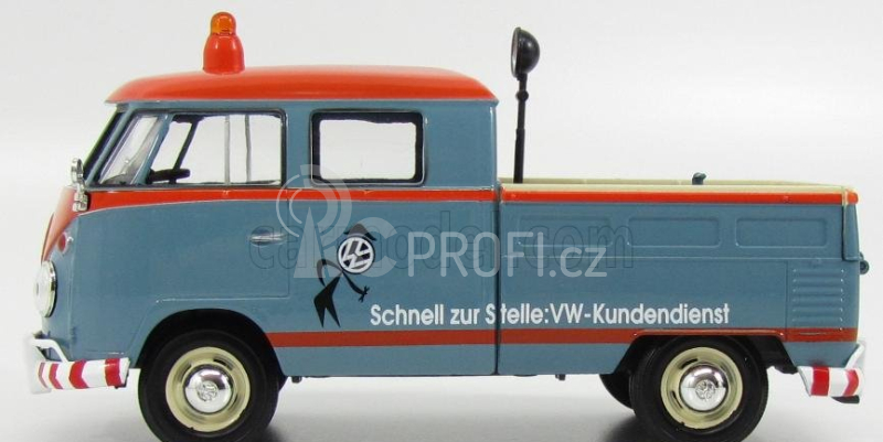 Motor-max Volkswagen T1 Type 2 Double Cabine Pick-up Kundendiest 1962 1:24 Světle Modrá Oranžová