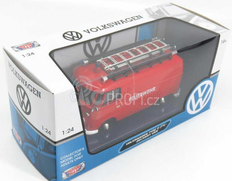 Motor-max Volkswagen T1 Type 2 Van Feuerwehr 1962 1:24 Red