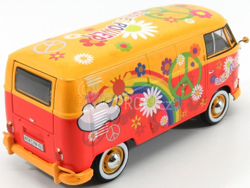 Motor-max Volkswagen T1 Type 2 Van Flower Prower 1962 1:24 Oranžová Červená
