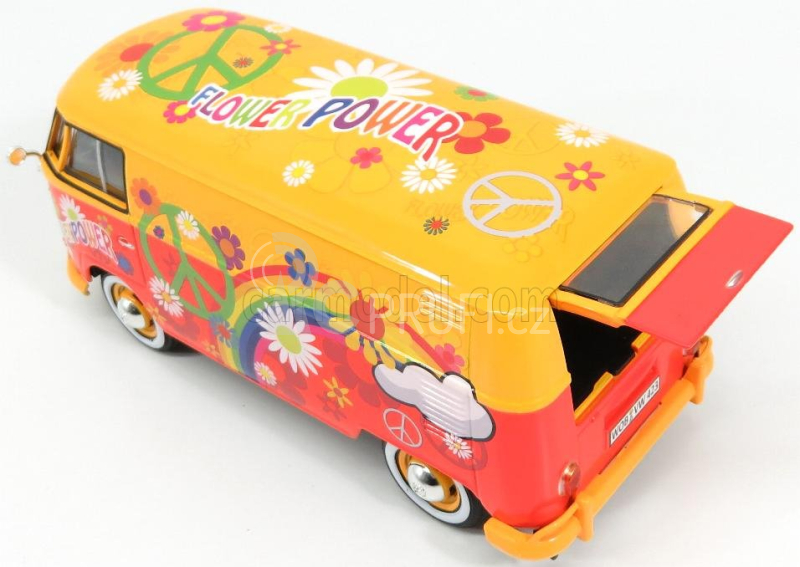 Motor-max Volkswagen T1 Type 2 Van Flower Prower 1962 1:24 Oranžová Červená