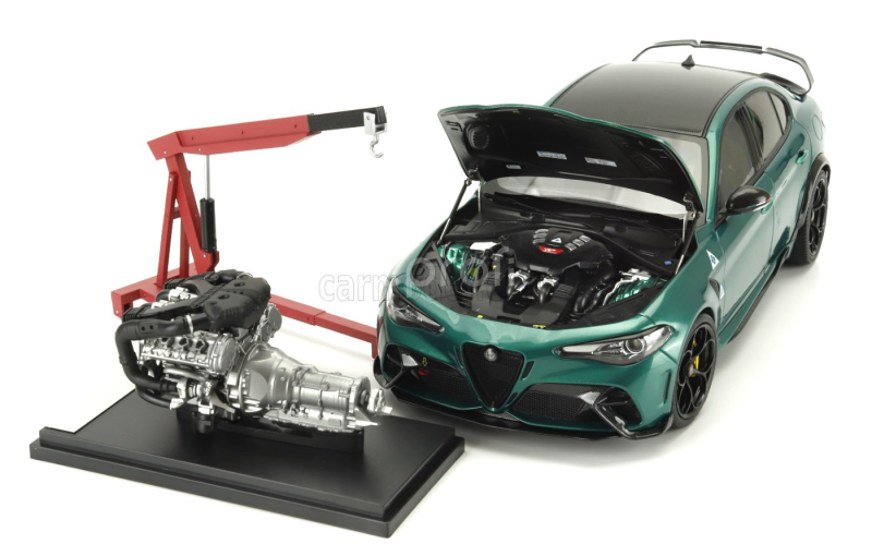 Motorhelix Alfa romeo Giulia Gtam With Engine And Accessories 2021 1:18 M O N T R E A L Green Met