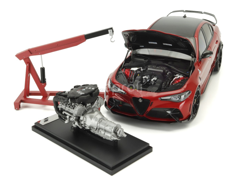 Motorhelix Alfa romeo Giulia Gtam With Engine And Accessories 2021 1:18 Red Met