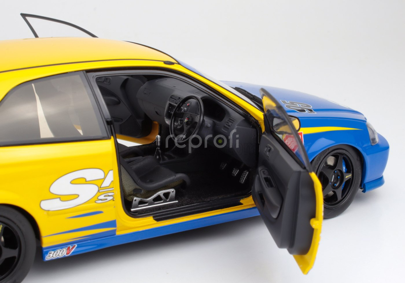 Motorhelix Honda Civic Ek9 Type R Spoon N 95 Racing With Engine And Accessories 1999 1:18 Modrá Žlutá
