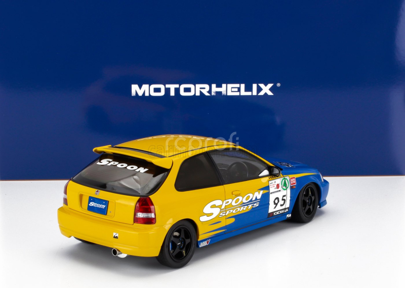 Motorhelix Honda Civic Ek9 Type R Spoon N 95 Racing With Engine And Accessories 1999 1:18 Modrá Žlutá