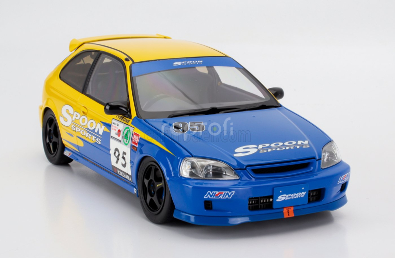 Motorhelix Honda Civic Ek9 Type R Spoon N 95 Racing With Engine And Accessories 1999 1:18 Modrá Žlutá