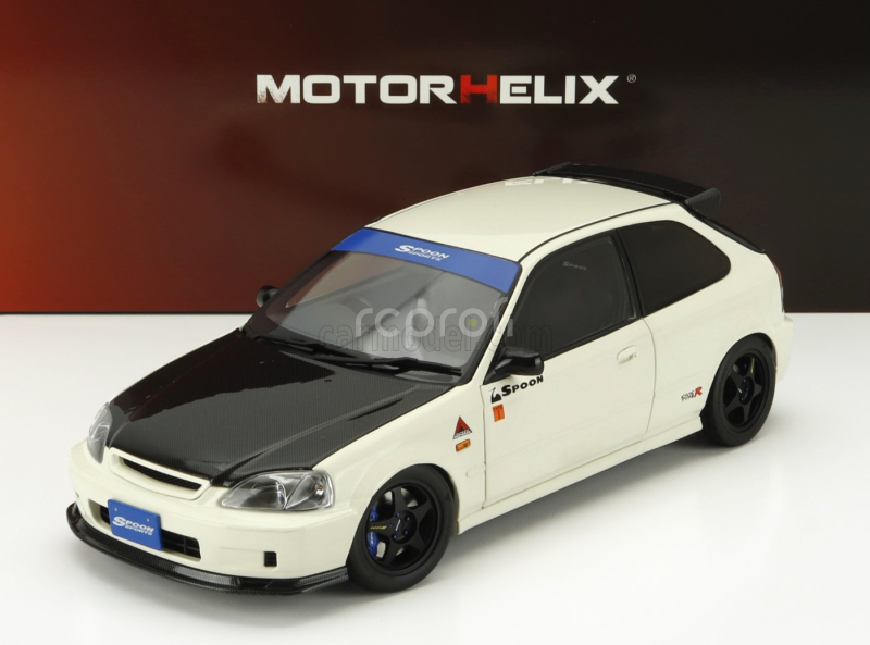 Motorhelix Honda Civic Ek9 Type R Spoon With Engine And Accessories 1999 1:18 Bílý Černý Uhlík