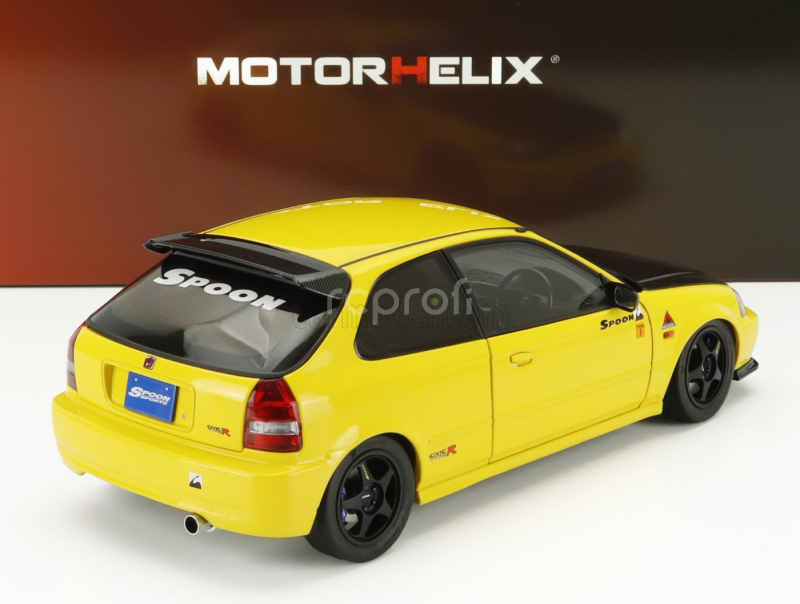 Motorhelix Honda Civic Ek9 Type R Spoon With Engine And Accessories 1999 1:18 Žlutý Černý Uhlík