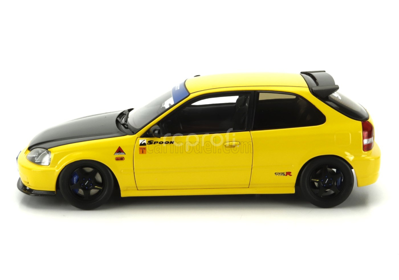 Motorhelix Honda Civic Ek9 Type R Spoon With Engine And Accessories 1999 1:18 Žlutý Černý Uhlík