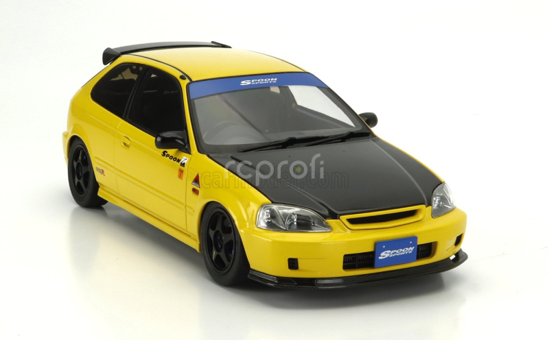Motorhelix Honda Civic Ek9 Type R Spoon With Engine And Accessories 1999 1:18 Žlutý Černý Uhlík