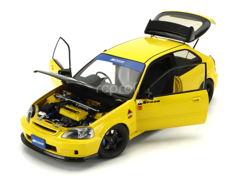 Motorhelix Honda Civic Ek9 Type R Spoon With Engine And Accessories 1999 1:18 Žlutý Černý Uhlík