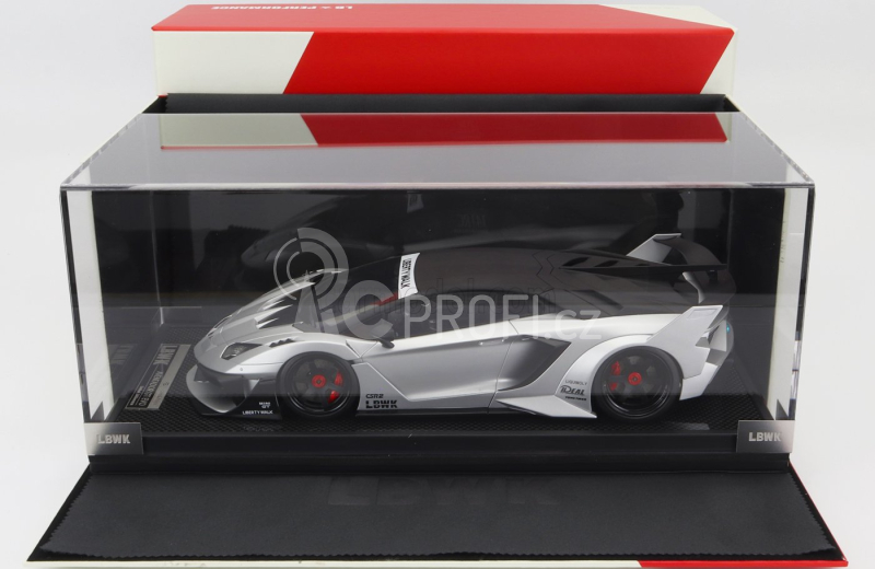 Motorhelix Lamborghini Aventador Gt Evo Lbwk Lb-works 2019 1:18 Stříbrná Uhlíková Čerň