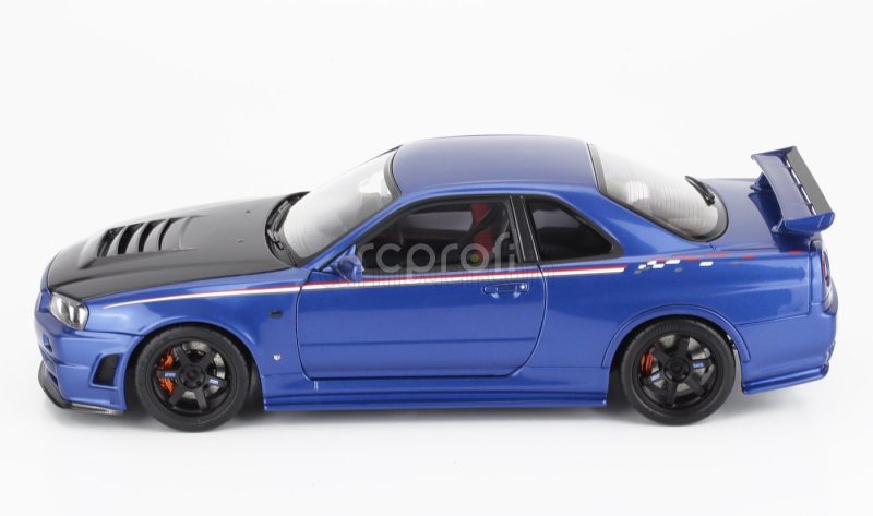 Motorhelix Nissan Skyline Gt-r (r34) Nismo Crs Coupe 2002 With Engine 1:18 Modrý Uhlík