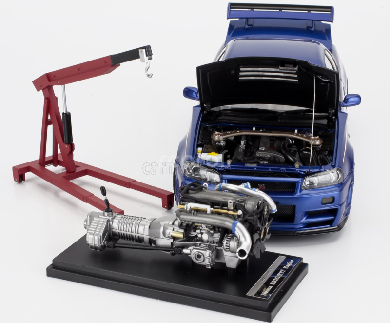 Motorhelix Nissan Skyline Gt-r (r34) Nismo Crs Coupe 2002 With Engine 1:18 Modrý Uhlík