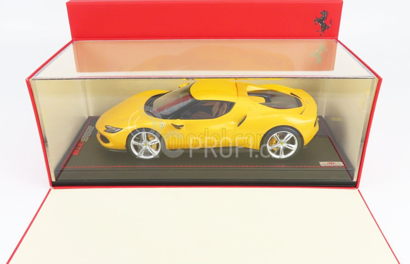 Mr-models Ferrari 296 Gtb Hybrid 830hp V6 2021 - Con Vetrina - With Showcase 1:18 Giallo Tristrato - Žlutý Met