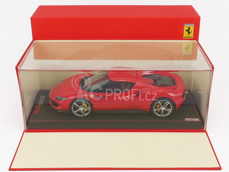 Mr-models Ferrari 296 Gtb Hybrid 830hp V6 2021 - Con Vetrina - With Showcase 1:18 Rosso Corsa - Červená