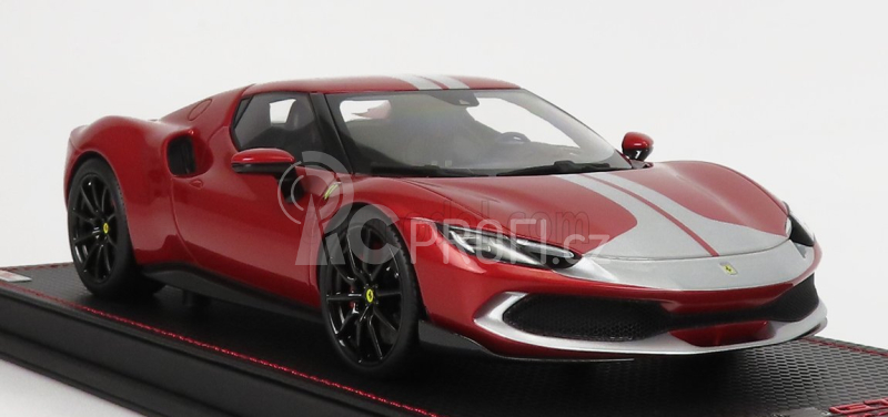 Mr-models Ferrari 296 Gtb Hybrid 830hp V6 Assetto Fiorano 2021 - Con Vetrina - With Showcase 1:18 Rosso Imola - Červená Met