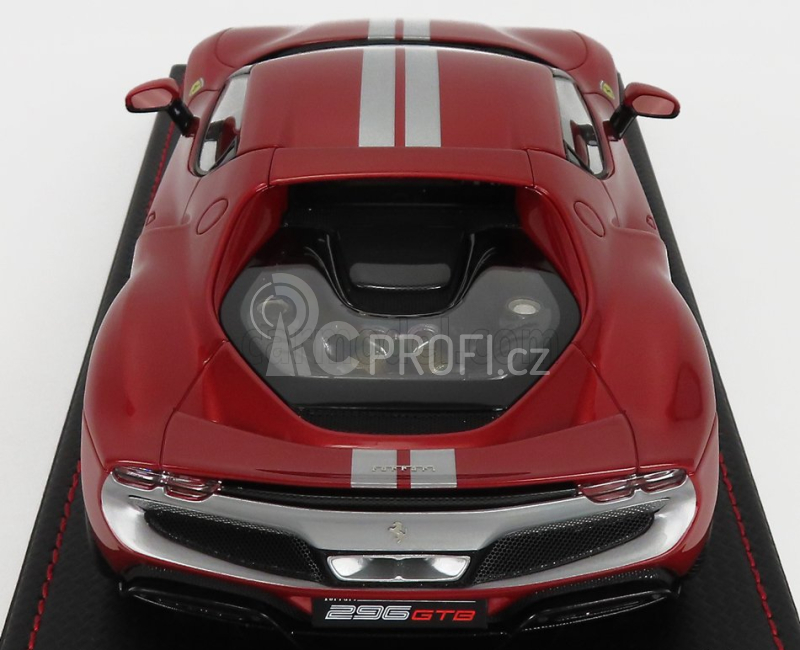 Mr-models Ferrari 296 Gtb Hybrid 830hp V6 Assetto Fiorano 2021 - Con Vetrina - With Showcase 1:18 Rosso Imola - Červená Met