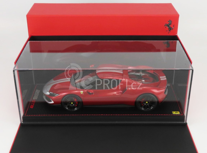 Mr-models Ferrari 296 Gtb Hybrid 830hp V6 Assetto Fiorano 2021 - Con Vetrina - With Showcase 1:18 Rosso Imola - Červená Met