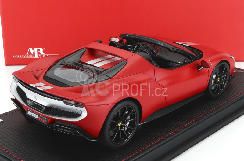 Mr-models Ferrari 296 Gts Spider Assetto Fiorano Open Roof 2022 - Con Vetrina - With Showcase 1:18 Rosso F1-75 Argento Nurburgring - Matná Červená Stříbrná