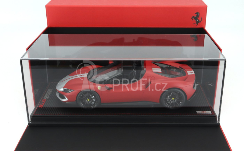 Mr-models Ferrari 296 Gts Spider Assetto Fiorano Open Roof 2022 - Con Vetrina - With Showcase 1:18 Rosso F1-75 Argento Nurburgring - Matná Červená Stříbrná