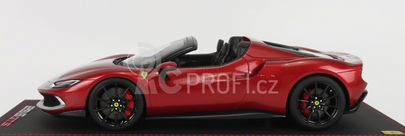 Mr-models Ferrari 296 Gts Spider Assetto Fiorano Open Roof 2022 - Con Vetrina - With Showcase 1:18 Rosso Imola Argento Nurburgring - Červená Met Stříbrná