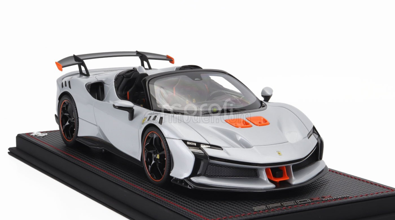 Mr-models Ferrari Sf90 Xx Stradale Spider 2024 - Con Vetrina - With Showcase 1:18 Bianco Artico - Bílá Met Oranžová Černá