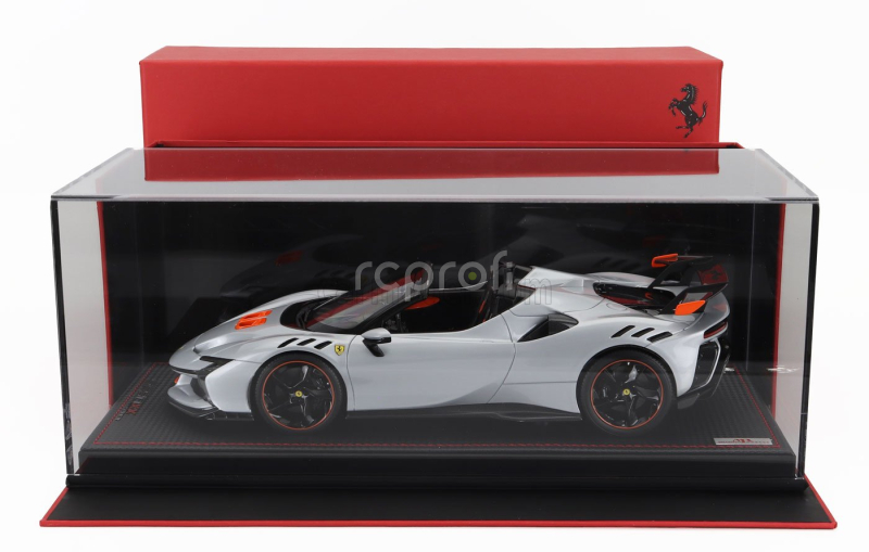 Mr-models Ferrari Sf90 Xx Stradale Spider 2024 - Con Vetrina - With Showcase 1:18 Bianco Artico - Bílá Met Oranžová Černá