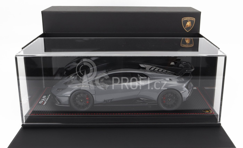 Mr-models Lamborghini Huracan Sto Lp640-2 2021 - Con Vetrina - With Showcase 1:18 Grigio Telesto - Šedá