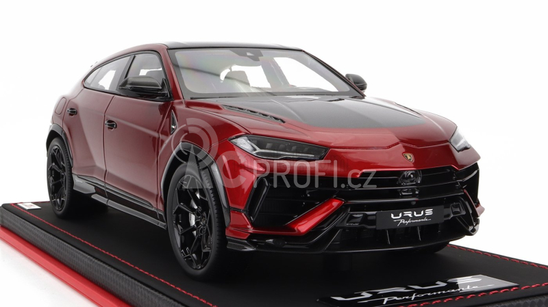 Mr-models Lamborghini Urus Performante 2022 - Con Vetrina - With Showcase 1:18 Rosso Efesto - Red Met Carbon