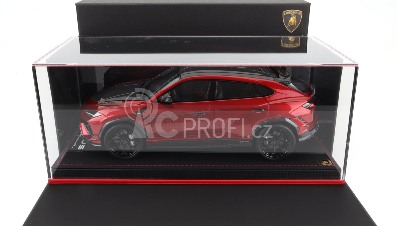 Mr-models Lamborghini Urus Performante 2022 - Con Vetrina - With Showcase 1:18 Rosso Efesto - Red Met Carbon