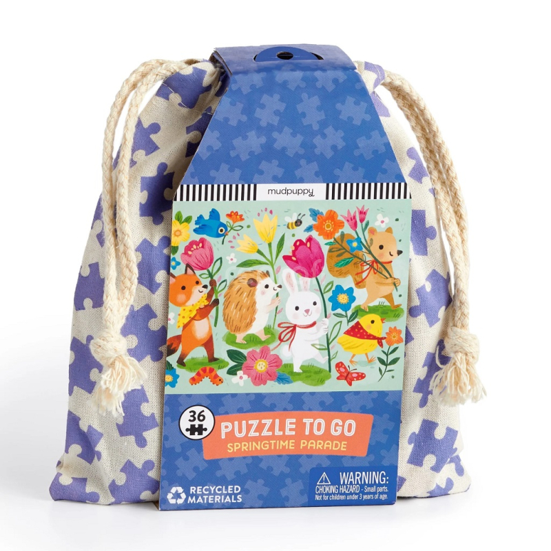 Mudpuppy Puzzle Jarní průvod v látkovém pytlíku 36 dílků