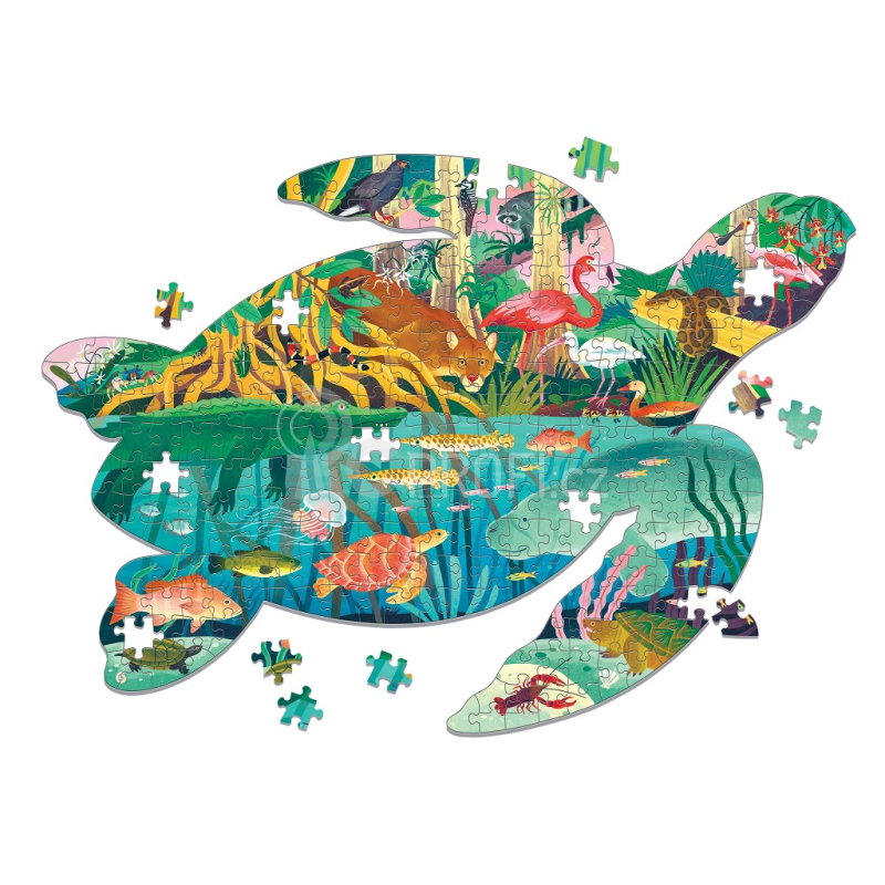 Mudpuppy Puzzle Mokřady ve tvaru želvy 300 dílků