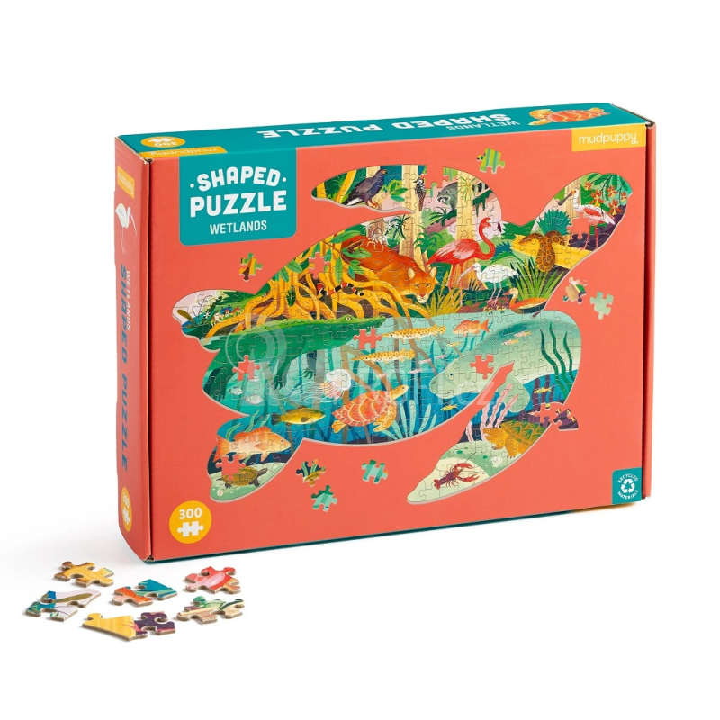 Mudpuppy Puzzle Mokřady ve tvaru želvy 300 dílků