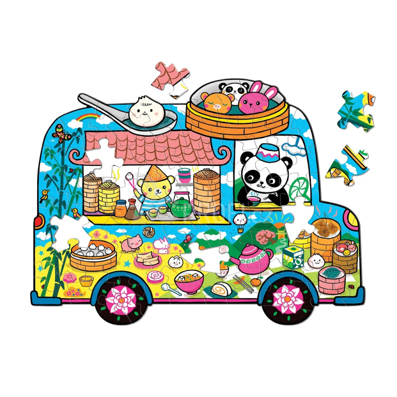 Mudpuppy Puzzle ve tvaru minibusu s občerstvením