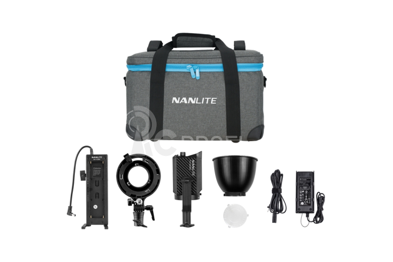Nanlite Forza 60 s držákem baterií a Bowens adaptérem