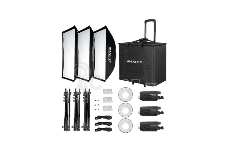 Nanlite FS-150 Sada 3 LED svetel se stojany a softboxy