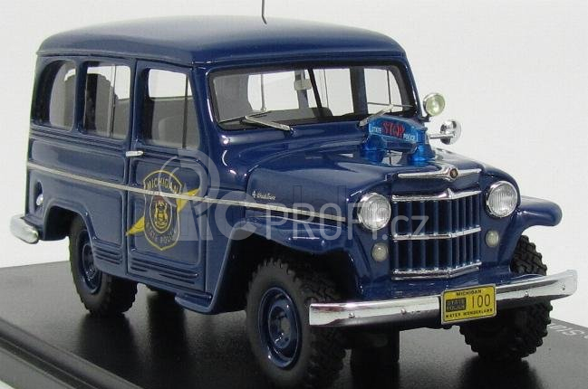 Neo scale models Jeep Willys Station Wagon Michigan State Police 1954 1:43 Blue
