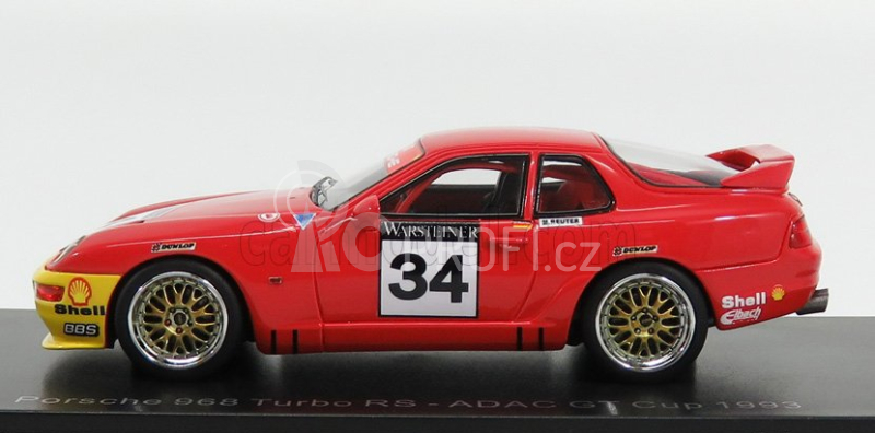 Neo scale models Porsche 968 Turbo Rs Coupe N 34 Adac Gt Cup 1993 M.reuter 1:43 Červená Žlutá