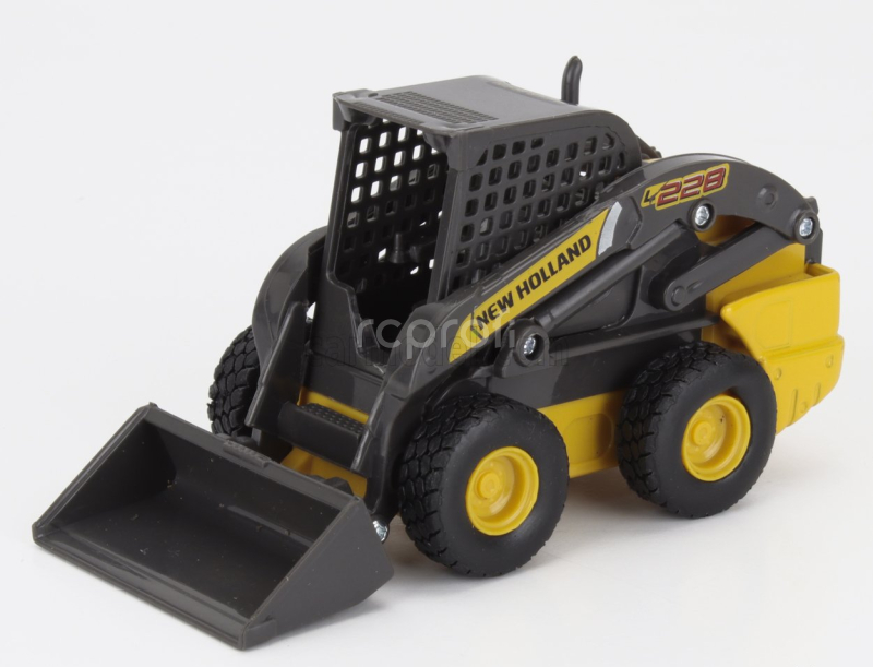 Newray Iveco fiat Daily Roll-off Pianale 2023 With New Holland L228 Ruspa Gommata - Skid Steer Scraper Tractor 1:36 Žlutá Černá