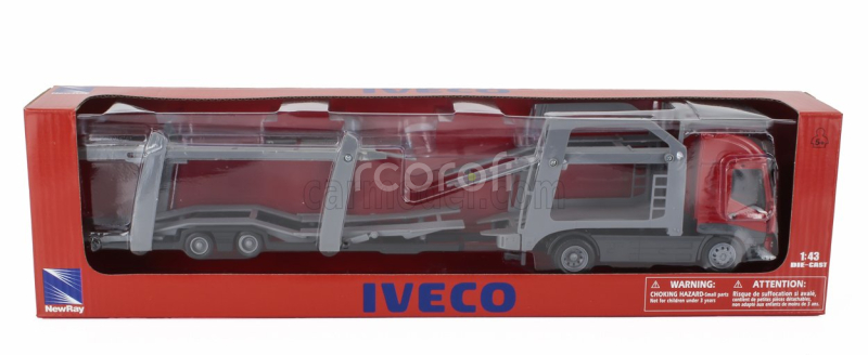 Newray Iveco fiat Stralis 540 Truck Car Transporter 2009 1:43 Červená Šedá